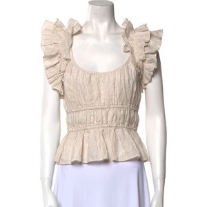Ulla Johnson cream ruffle crop top size 2